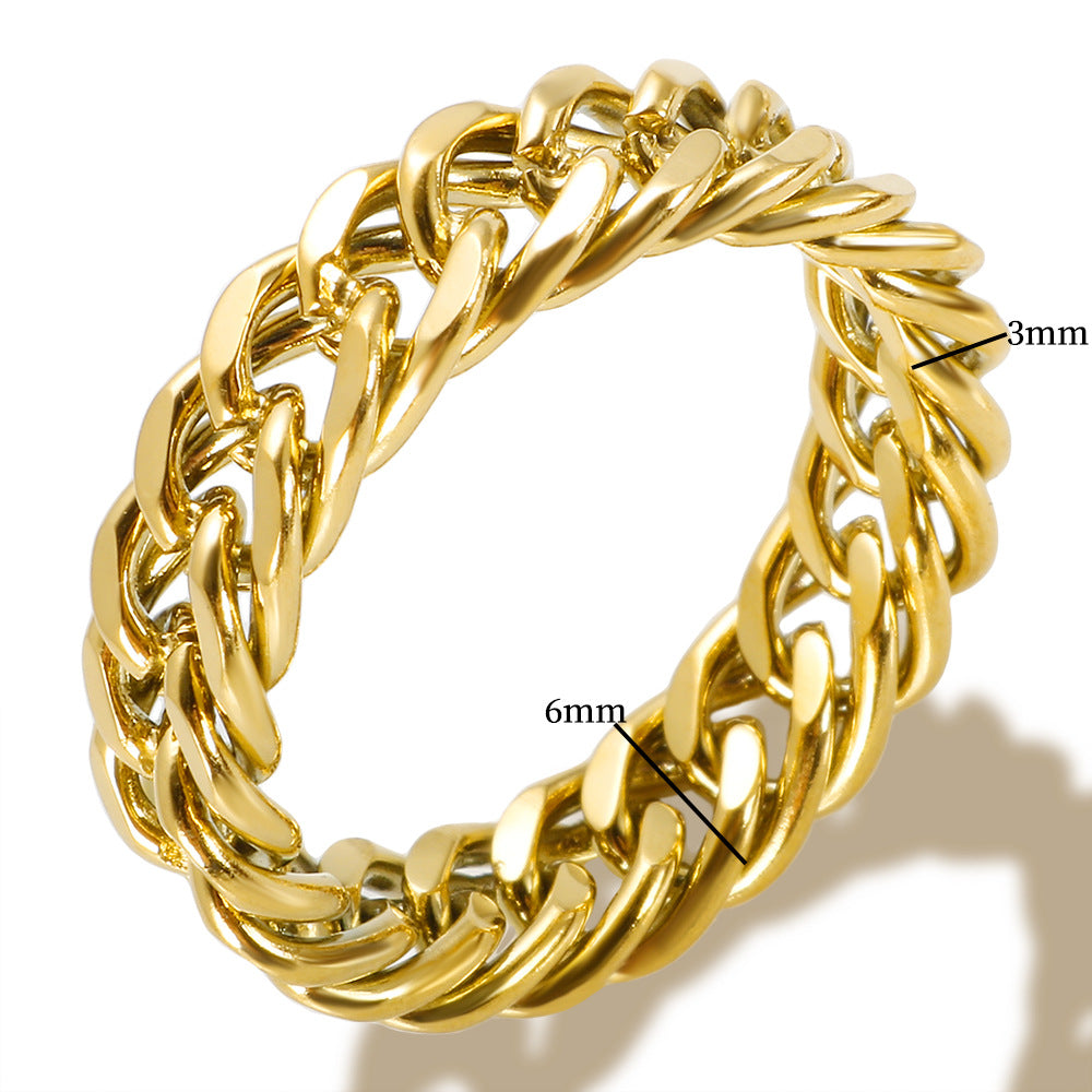 Wholesale Stainless steel gold-plated multi-layered irregular-shaped ring