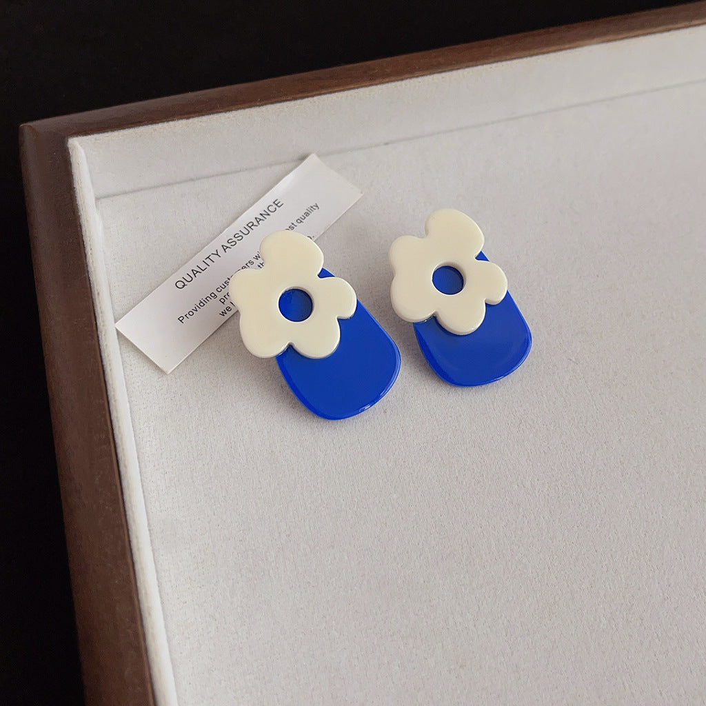 Wholesale Blue oil-drop retro earrings