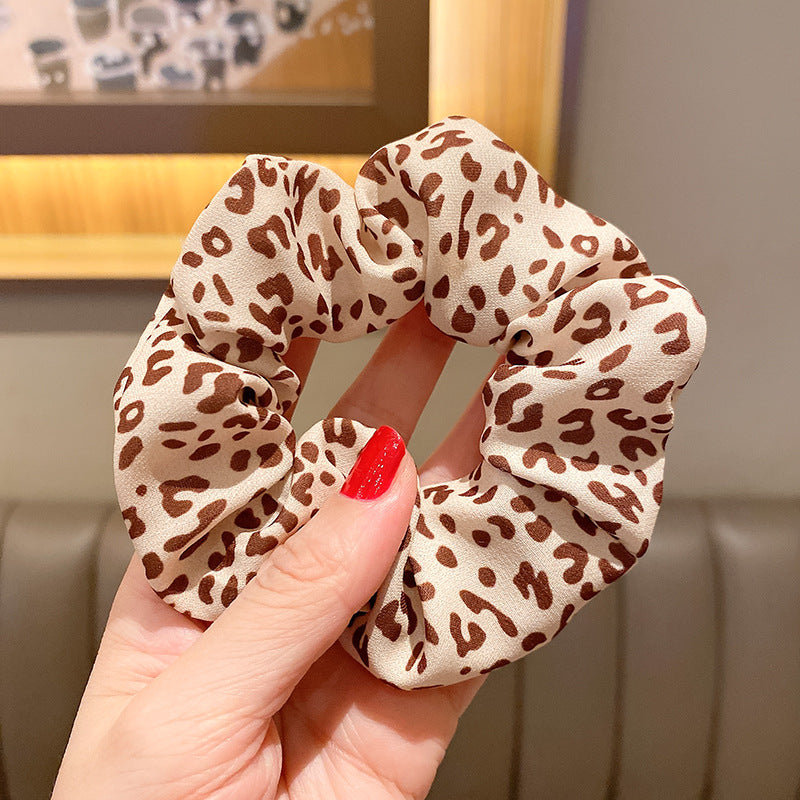 Wholesale Leopard Print Bear Light Luxury Style Milk Tea Color Hair Scrunchies ACC-HS-Huidi024