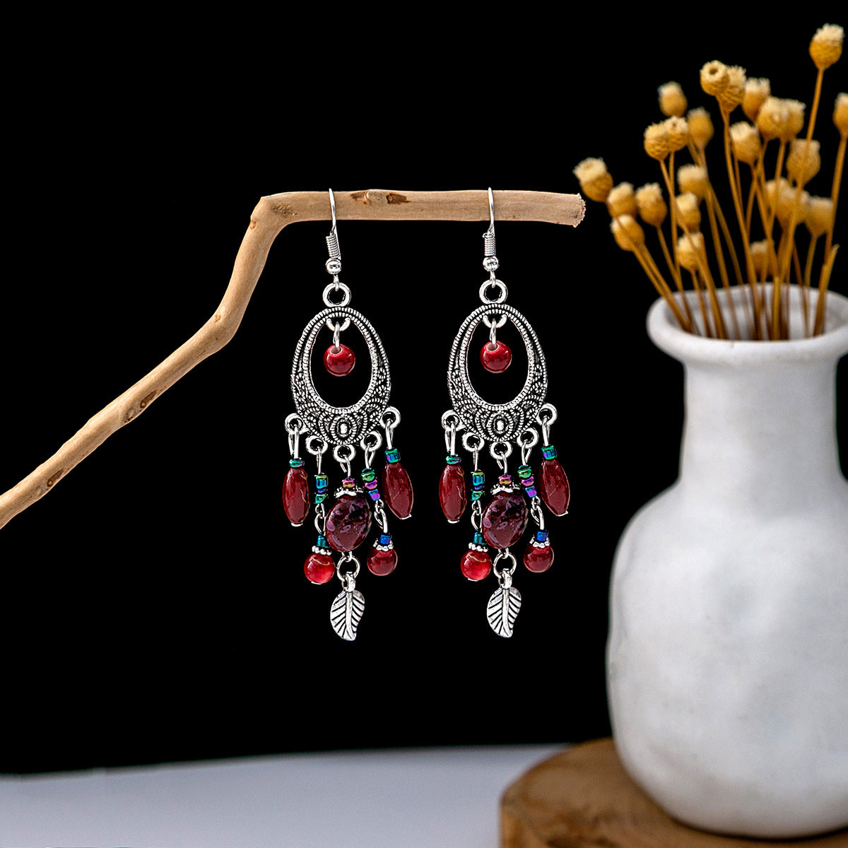 Wholesale Retro Bohemian Blue Turquoise Ethnic Style Alloy Earrings ACC-ES-MDD022