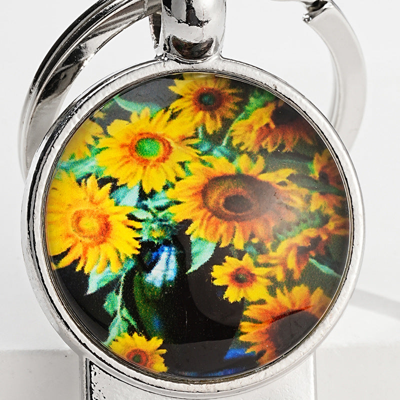 Wholesale Exquisite Sunflower Time Gem Key Ring Pendant Creative Bottle Opener Metal Car Key Ring Pendant ACC-KC-HuiWen005