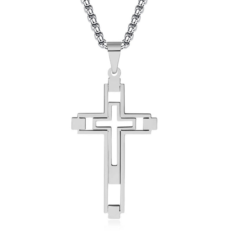 Wholesale Titanium Steel Cross Men's Luxury Necklace