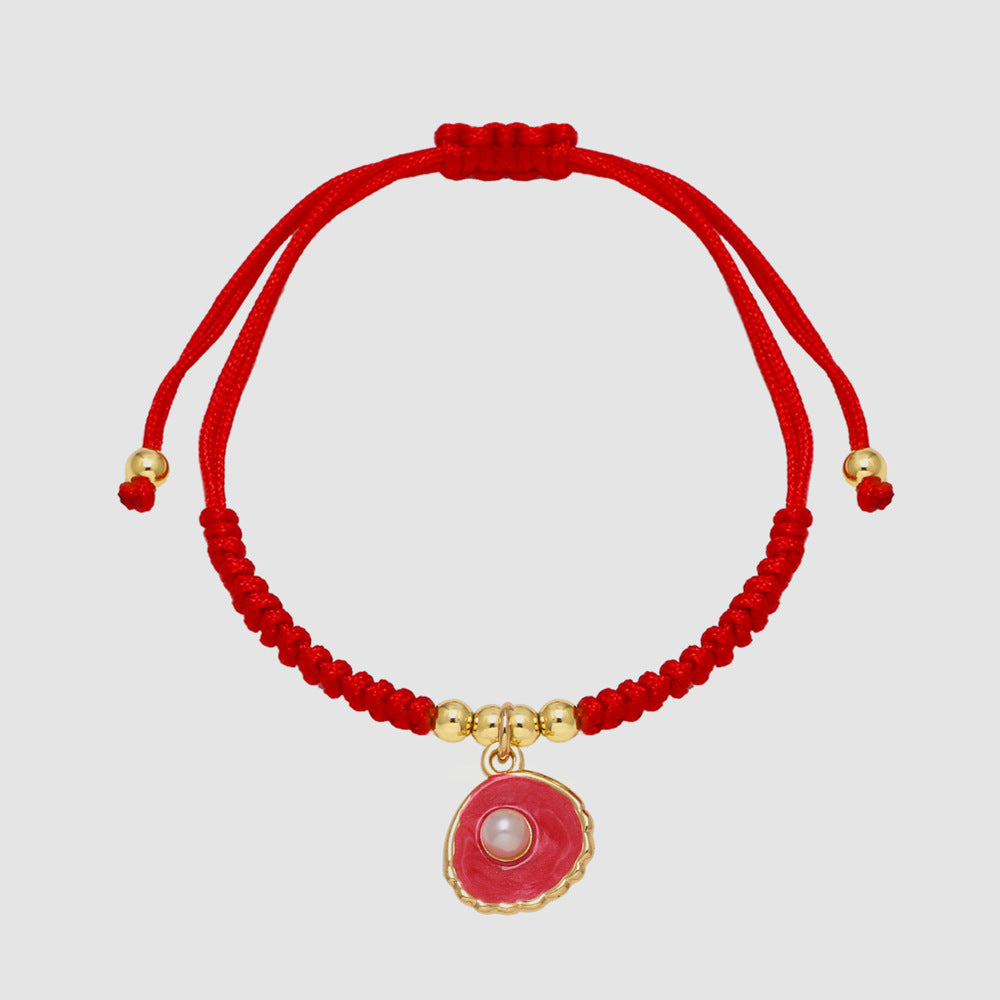 Wholesale Braided Cord Man-made Pearl Shell Bracelet