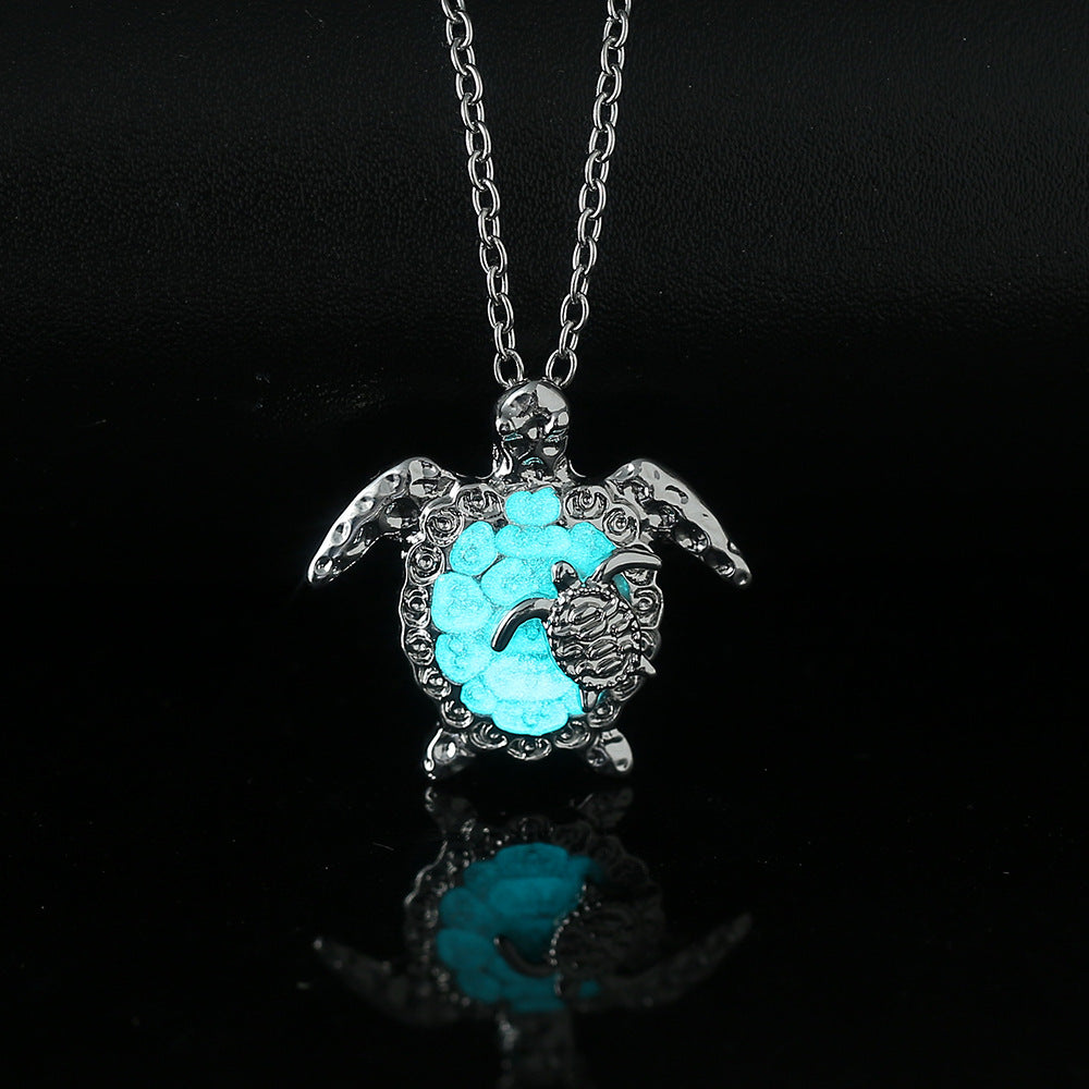 Wholesale mother and child turtle luminous pendant necklace