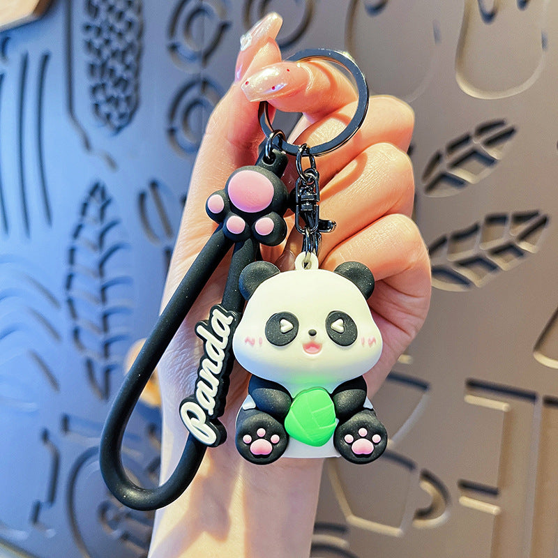 Wholesale Cartoon Panda PVC Soft Keychain Creative Keychain ACC-KC-HangLi004