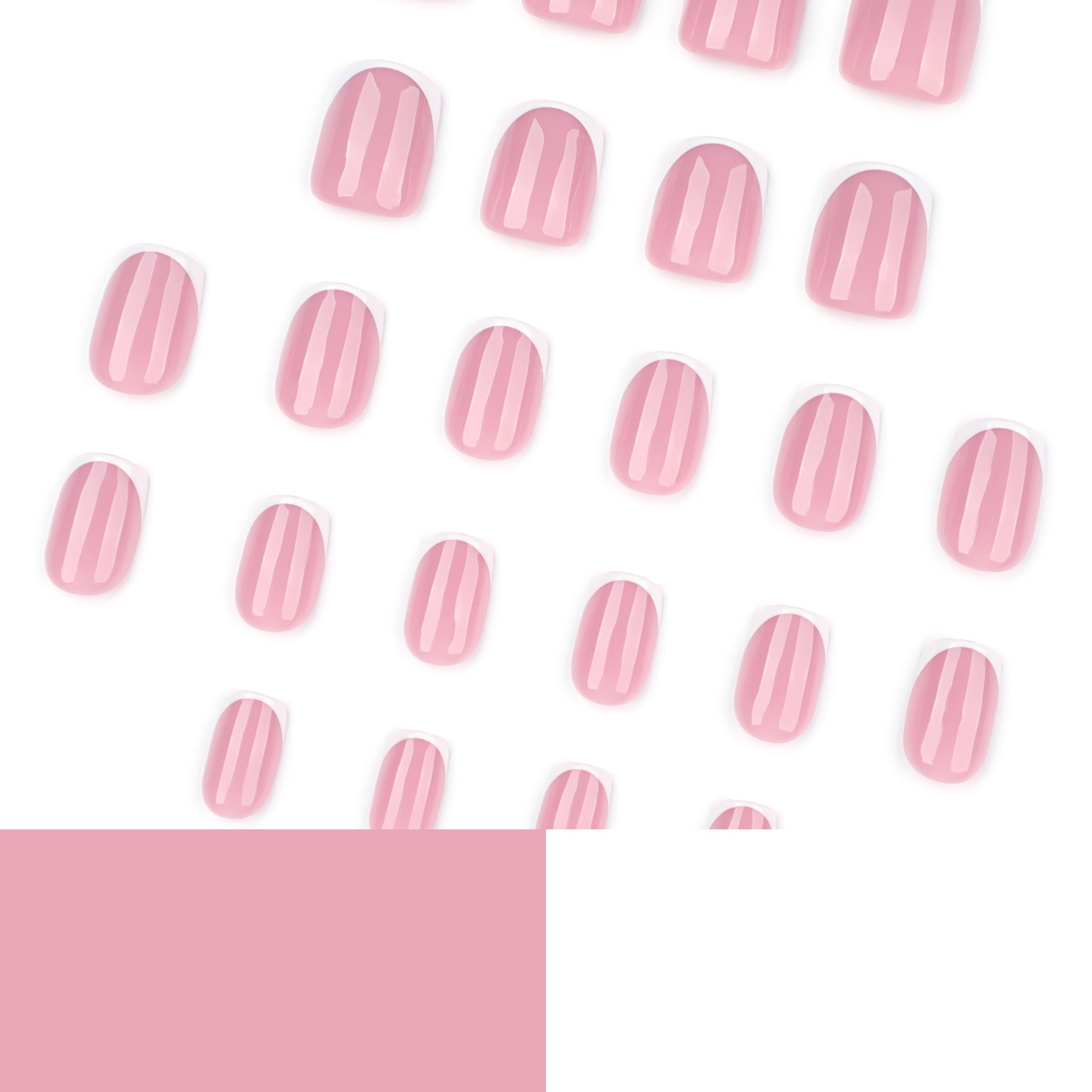 Wholesale 24 Pieces/box Simple Pink White Border Nails Kits Nail Stickers