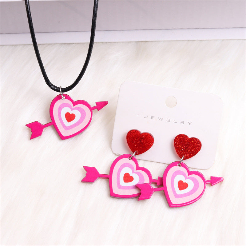 Wholesale Valentine's Day Heart Red Lips Rose Flowers Acrylic Earrings