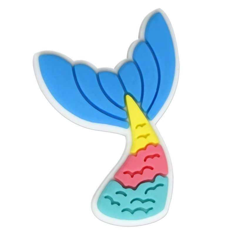 Wholesale Random 100pcs Colorful Mermaid Tail Series  PVC Soft Rubber Shoe Buckle Decoration