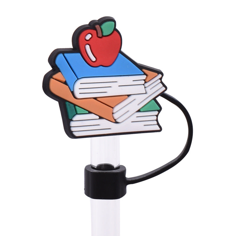 Wholesale Random 100pcs Back to School Series PVC Soft Straw Tube Cap
