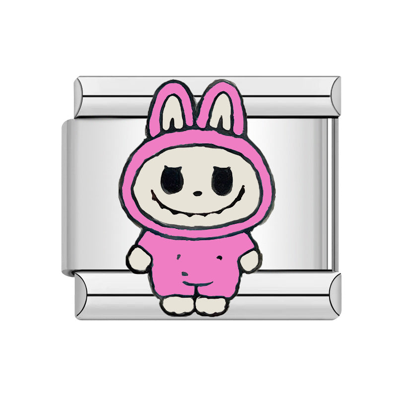 Bracelet de charme italien en gros 9 mm DIY Splicing Cartoon Bracelet composable en acier inoxydable mignon