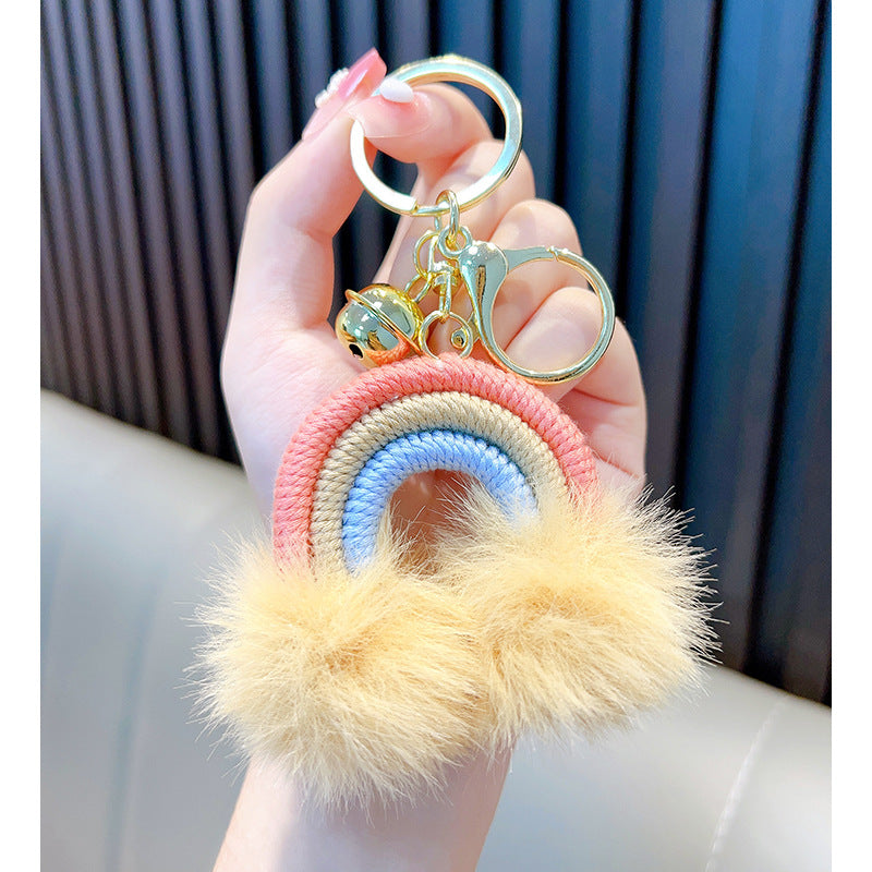 Wholesale Boho Braided Rainbow Pom Pom Keychain Lanyard Keychain Bohemian ACC-KC-WoAn004