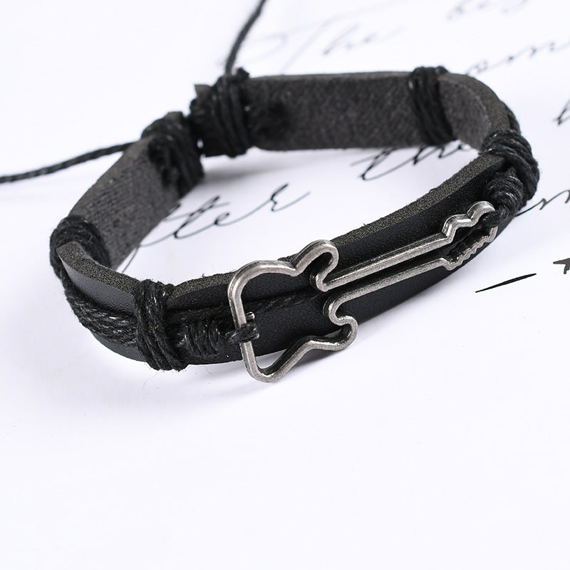 Wholesale 4pcs rock hip hop braided  cowhide bracelet