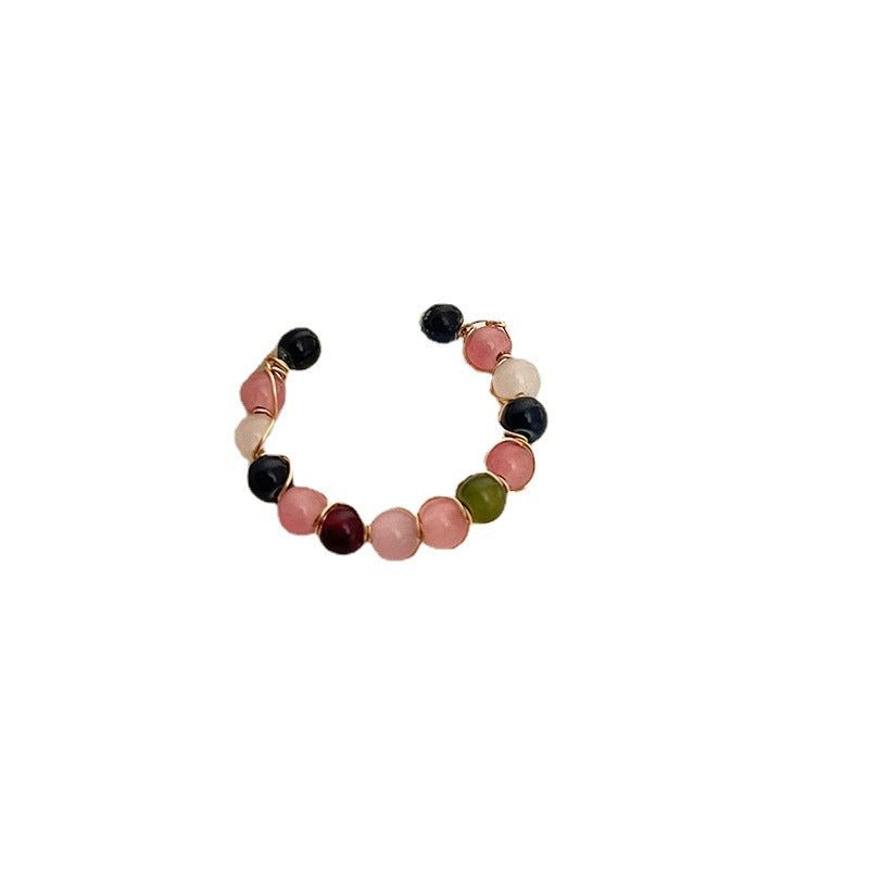 Wholesale Vintage Natural Stone Tourmaline Open Ring