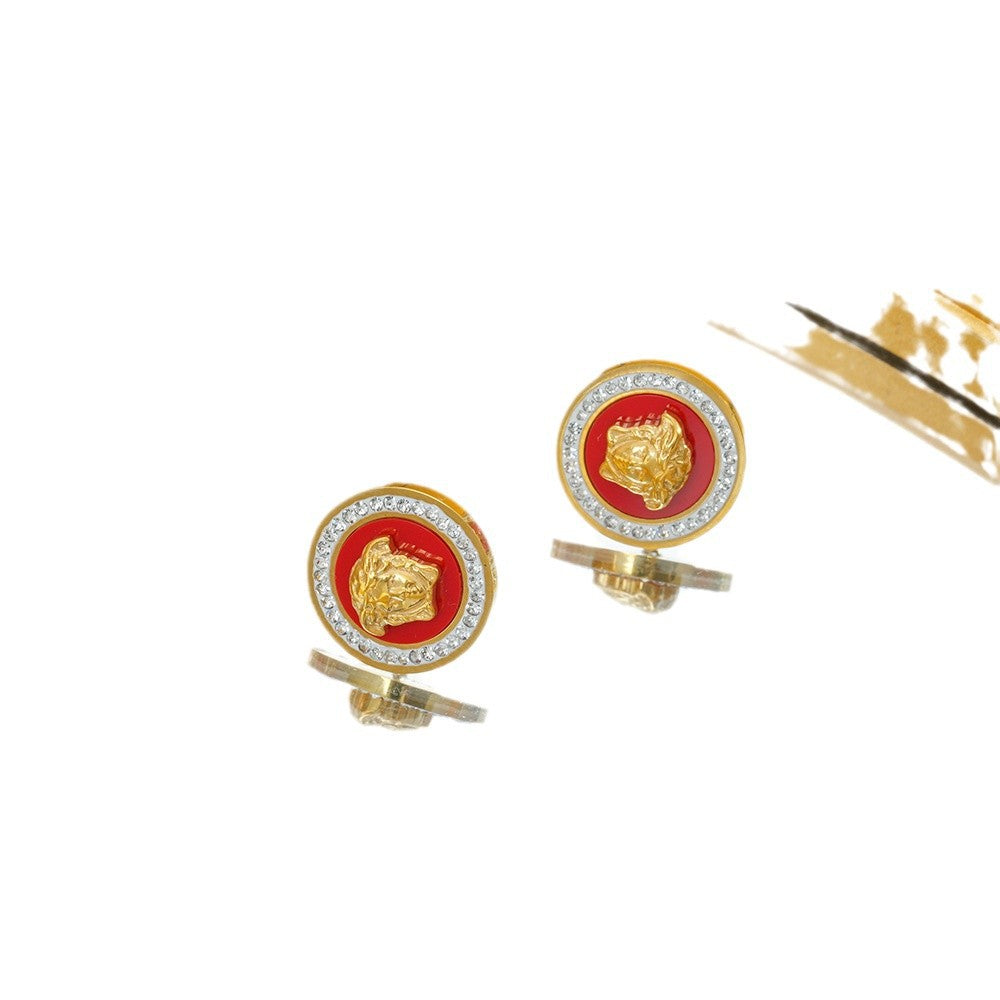 Wholesale European Style Titanium Steel Enamel Earrings Fashion Accessory Boutique Jewelry
