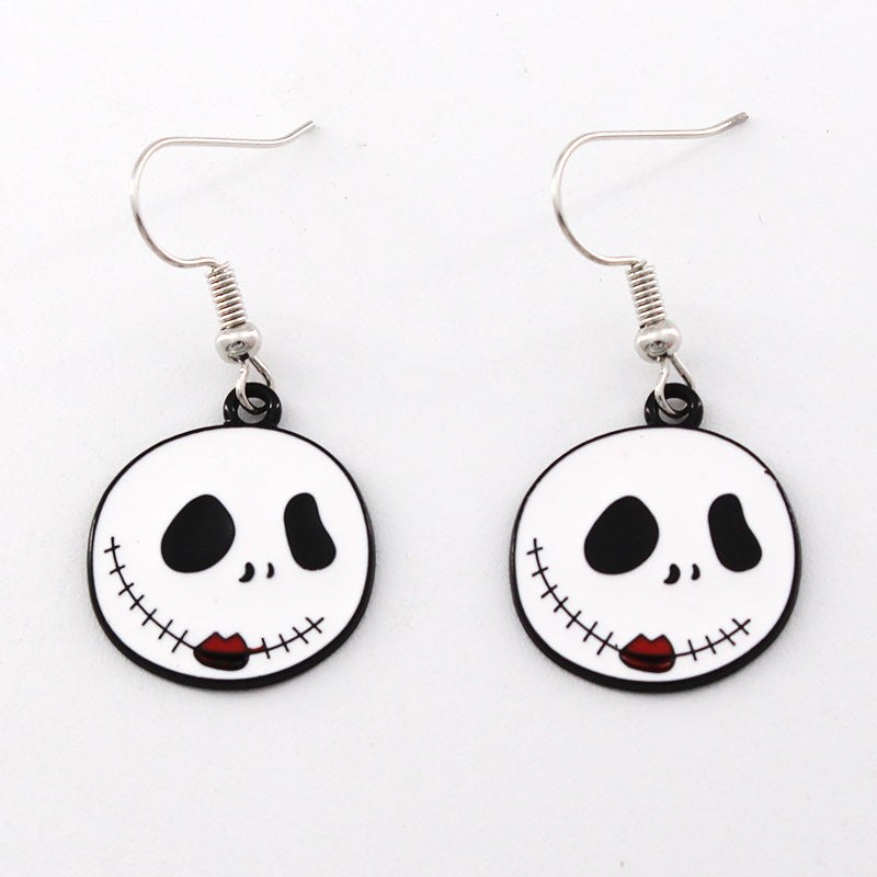 Wholesale Halloween Skull Mummy Witch Alloy Oil Drop Earrings ACC-ES-Liyao005