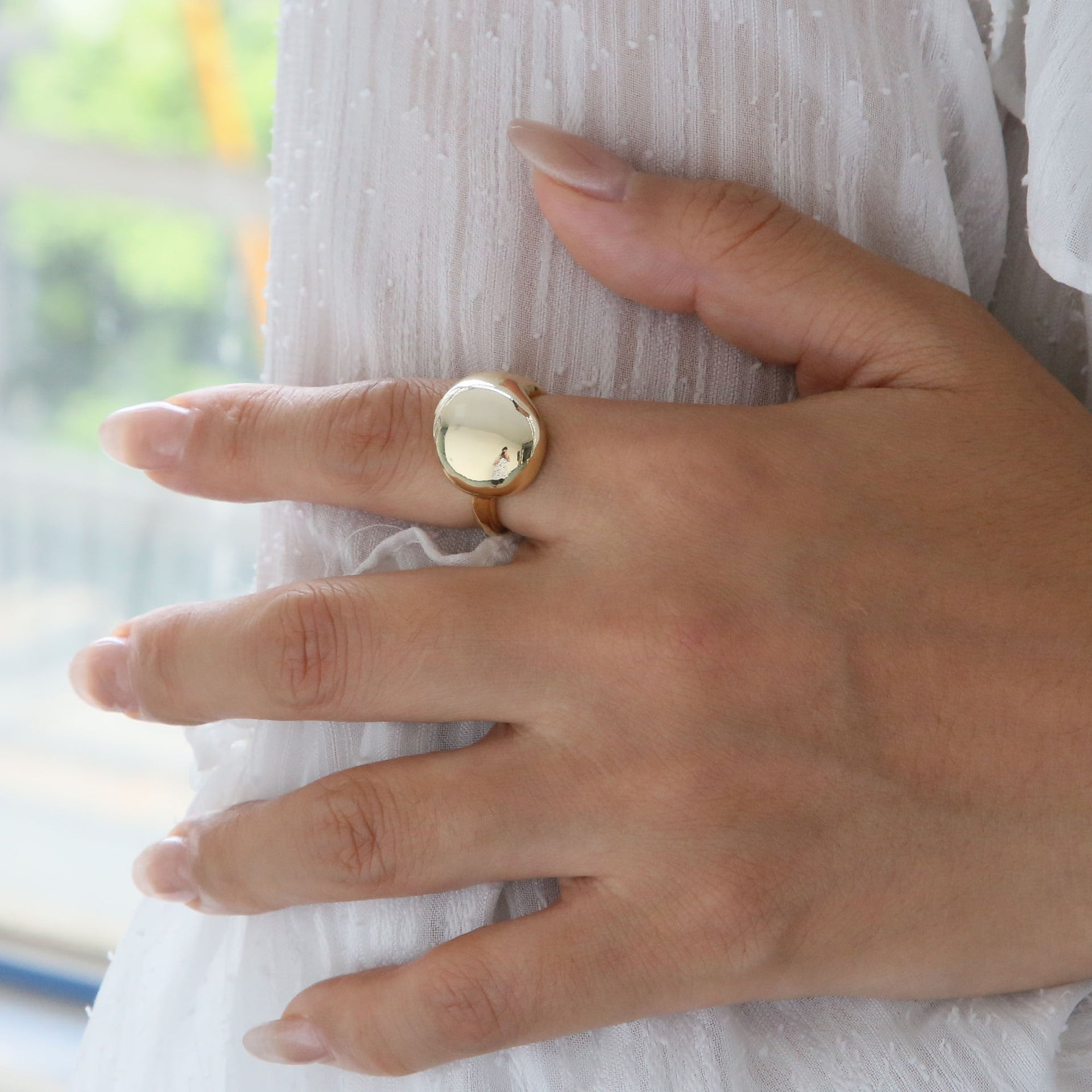 Wholesale  18K Gold Brass Geometric Glaze Comma Ring