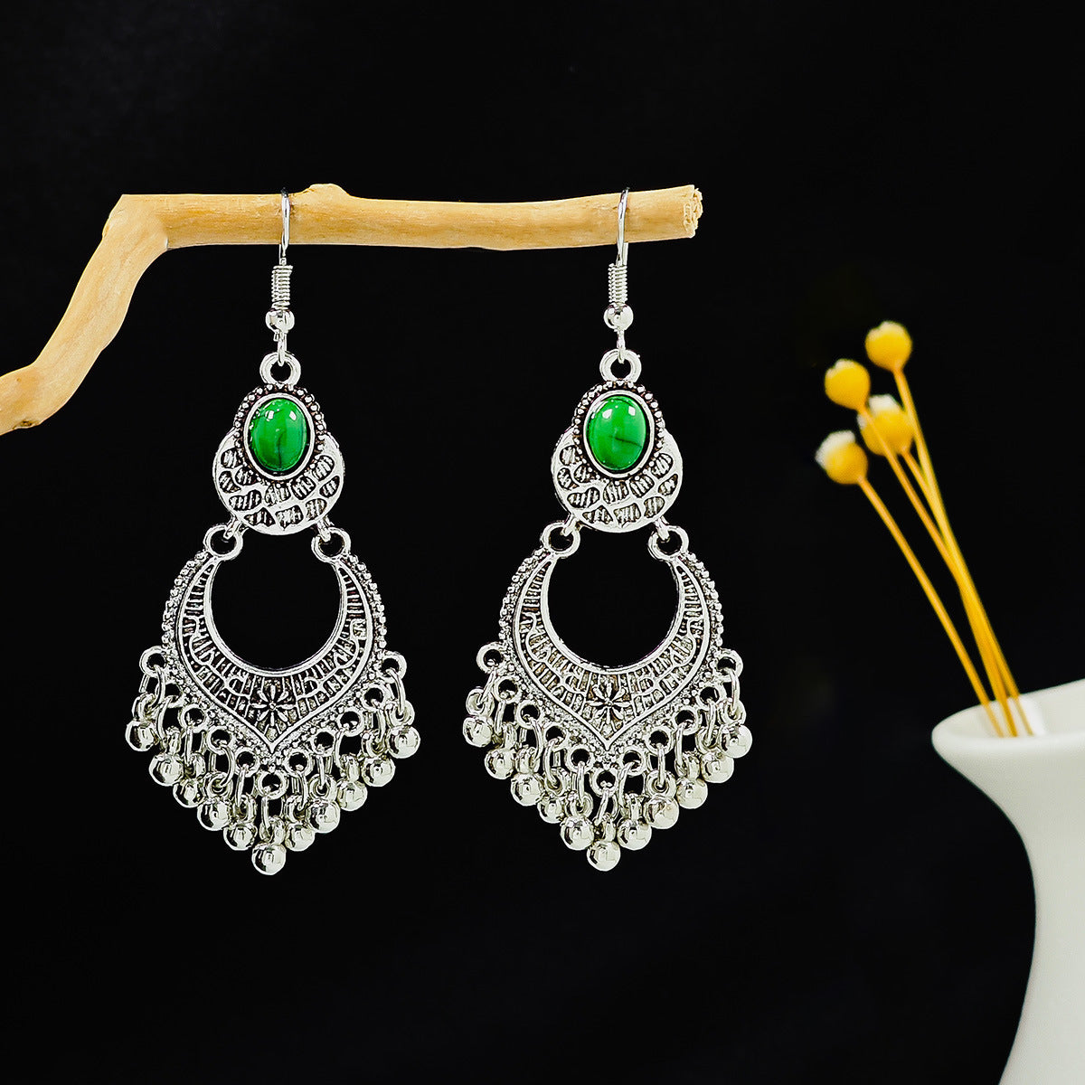 Wholesale Alloy Drop Earrings,  Red Tassel Bohemian Style,  Boutique Resale Jewelry Accessory