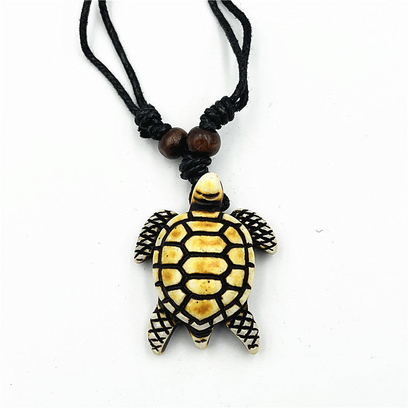 Wholesale Vintage Turtle Necklace Carved Turtle Pendant Resin Sweater Chain ACC-NE-ShuangDe001