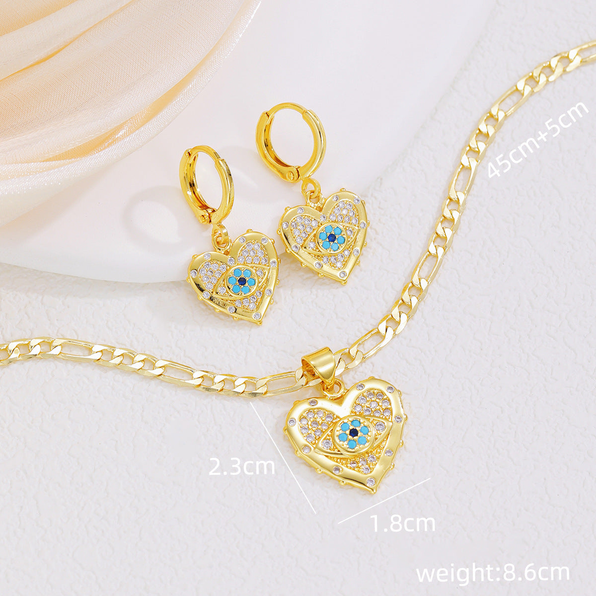 Wholesale Devil's Eye Diamond-encrusted Copper Necklace Set