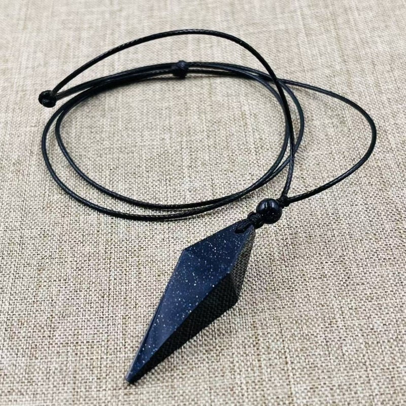 Wholesale Obsidian Geometric Pendant Necklace Starry Blue Sand Design for Couples Jewelry Accessory