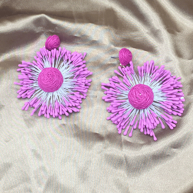 Wholesale Beach Vacation Handmade Woven Raffia Starfish Earrings ACC-ES-KangD006