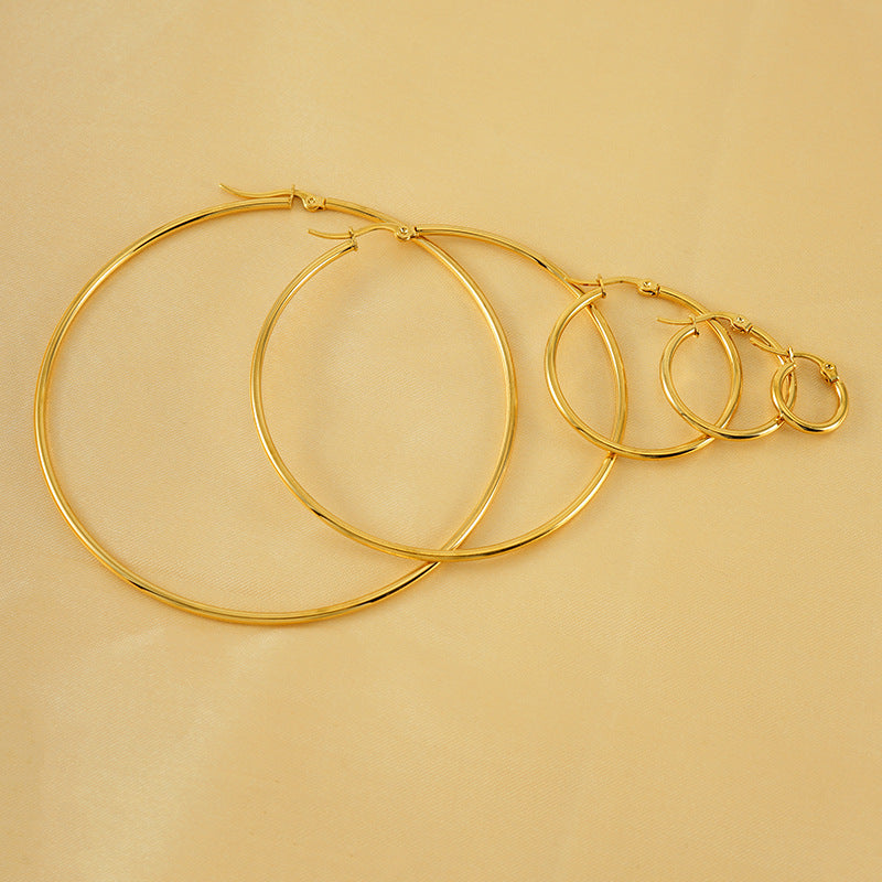 Wholesale  Stainless Steel Round Snap Earrings 18K Golden  Earrings