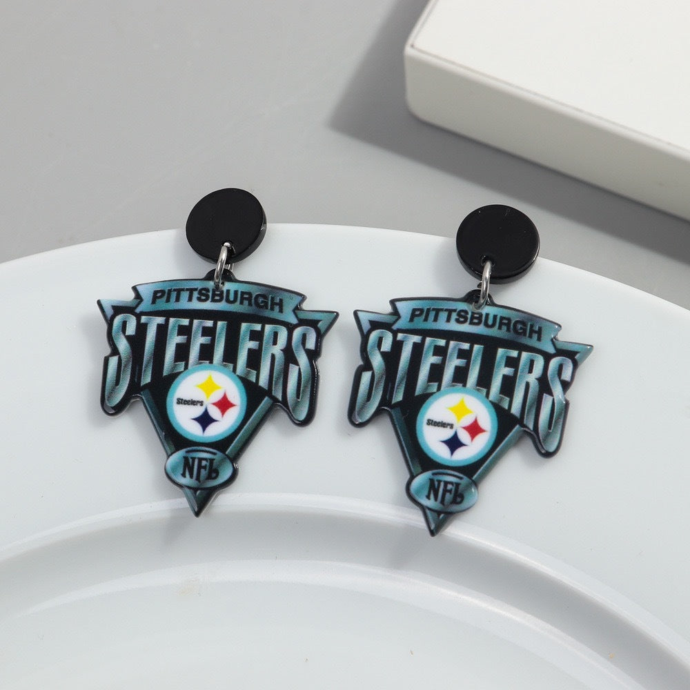 Wholesale Acrylic rugby team printed earrings