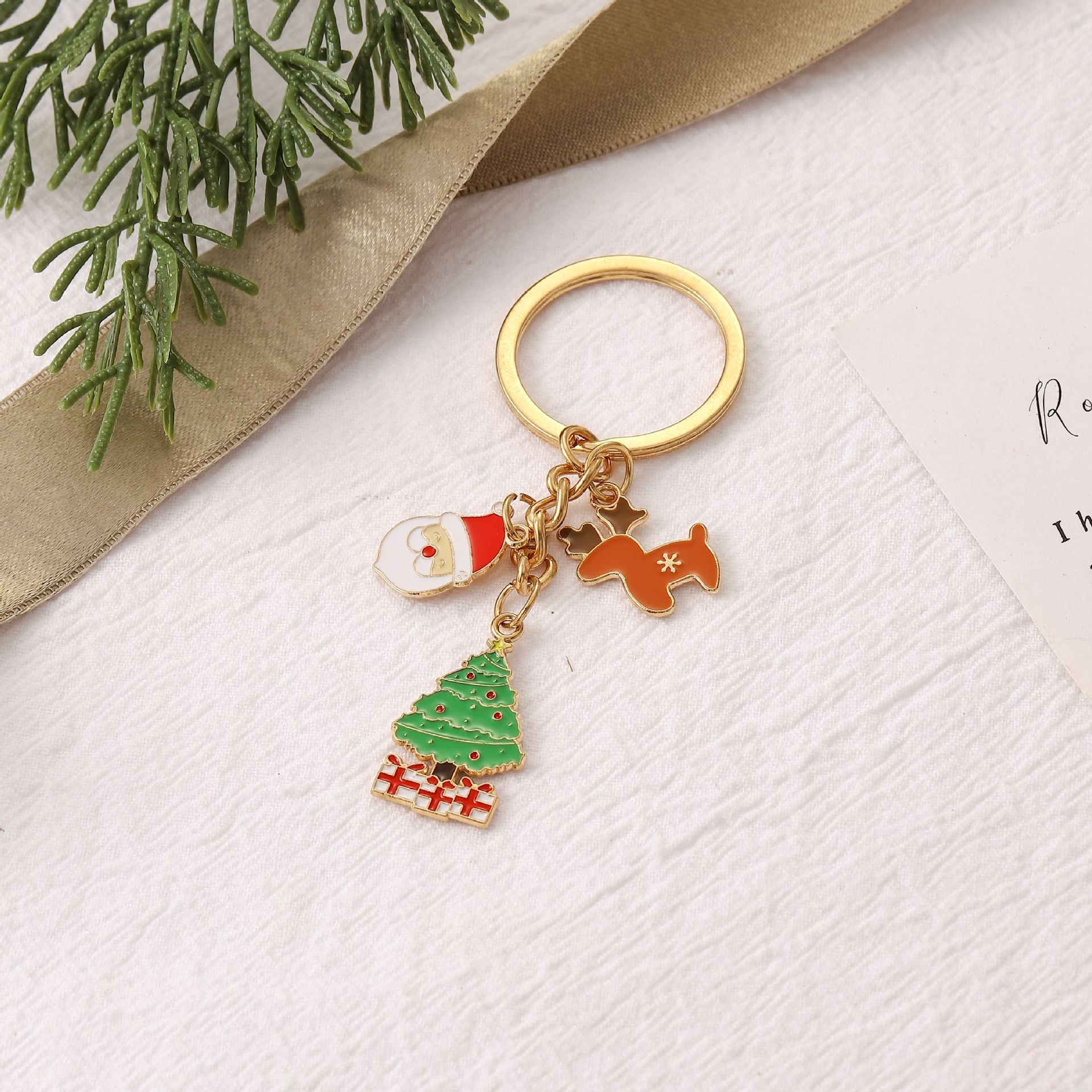 Wholesale Christmas cute Christmas tree old man bell snowflake keychain