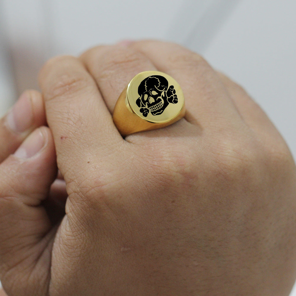 Wholesale  titanium steel  laser skull men's ring