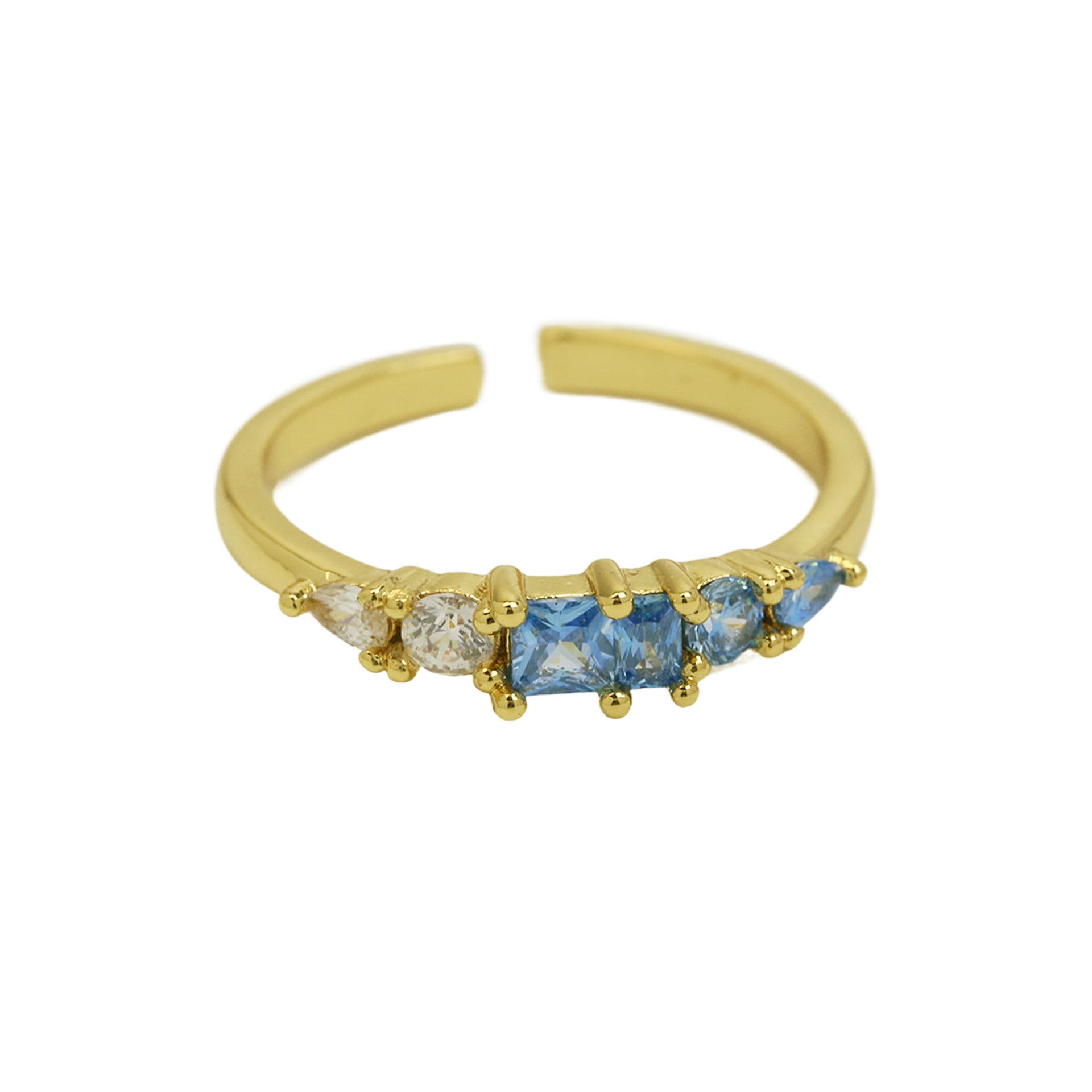 Wholesale 18K Color Zirconium Ladder Square December  Ring