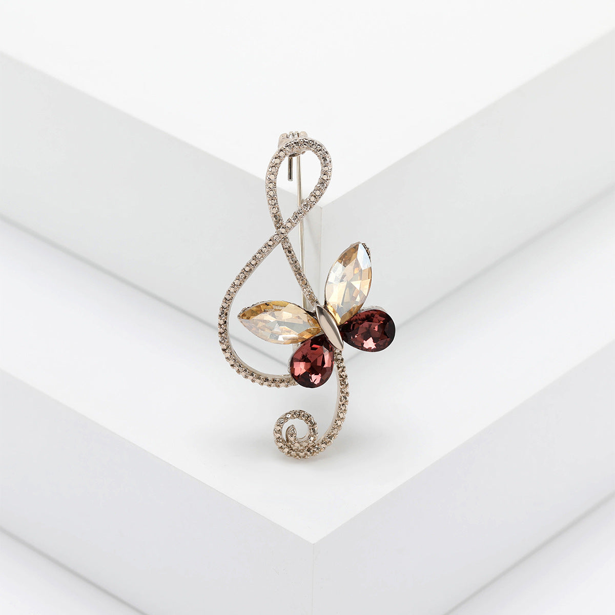 Wholesale Retro Butterfly Musical Note Rhinestone Brooch Unisex Fashion Suit Lapel Pin Jewelry Accessory