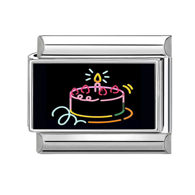 Wholesale Italian Style Birthday Theme Patchwork Stainless Steel Bracelet Fashion Accessory Gift