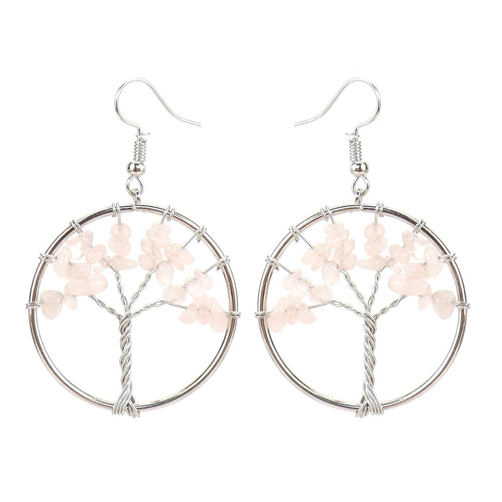 Wholesale Natural Stone Earrings Colorful Stone Raw Stone Wrap Earrings Mother's Day Gift Crystal Earrings ACC-ES-Qianc001