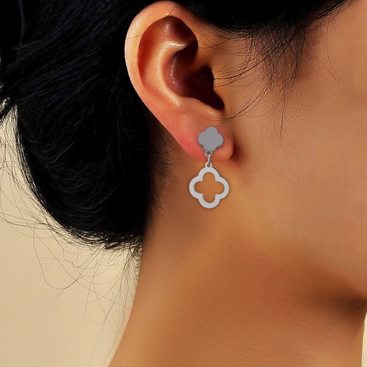 Wholesale Stainless steel Four-leaf clover earrings