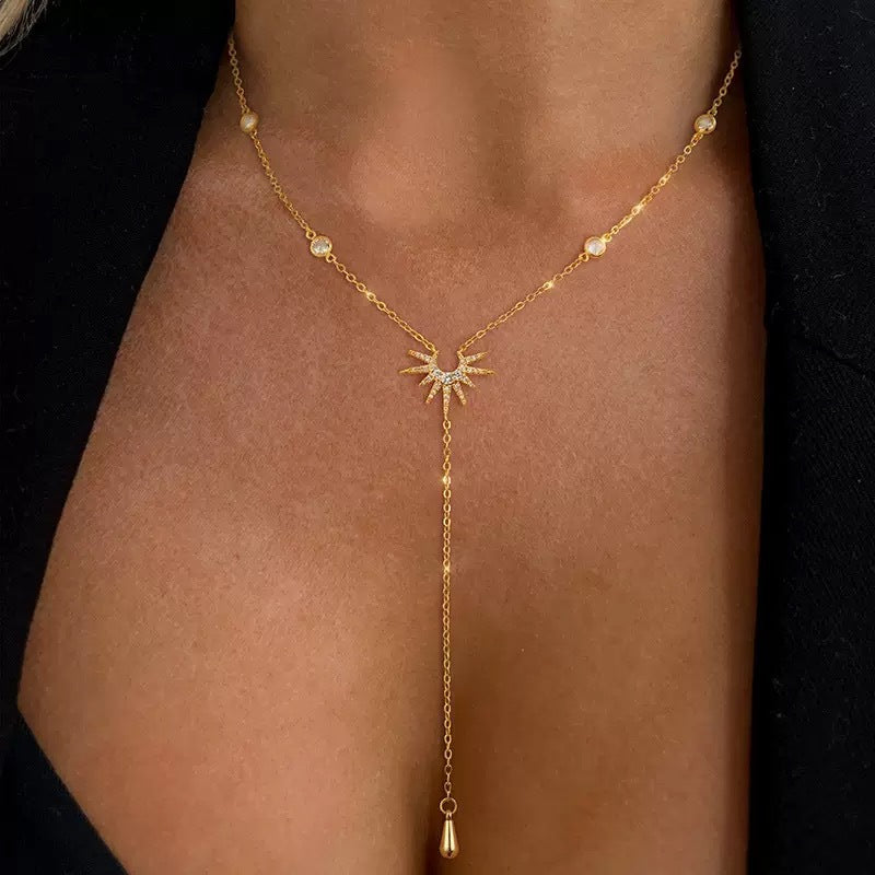 Wholesale Fashion Y Chain Tassel Necklace In Gold Tone Geometric Pendant Jewelry Accessory For Party And Boutique Resale