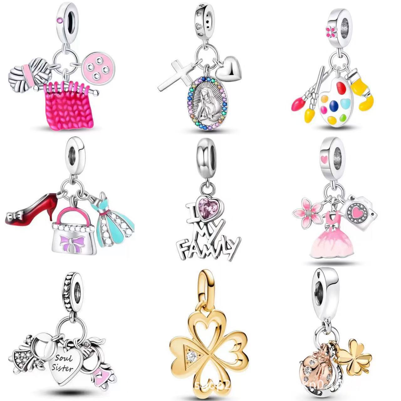 Wholesale 5pcs Exquisite Enamel-Drip Crafts  DIY Beaded Bracelet Charms