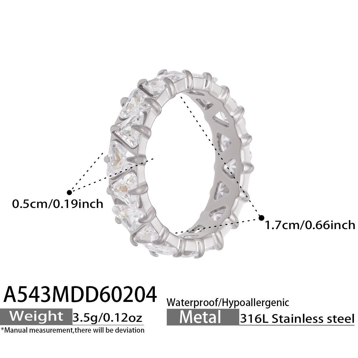 Wholesale Chic Stainless Steel Claw Set Triangle Zirconia Ring Everyday Wear Fashion Jewelry Accessory
