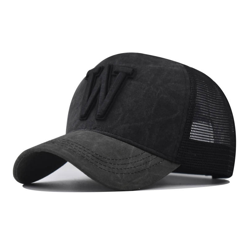 Wholesale 3D Embroidered Distressed Baseball Cap Trendy Adjustable Breathable Mesh Hat For Outdoor Summer