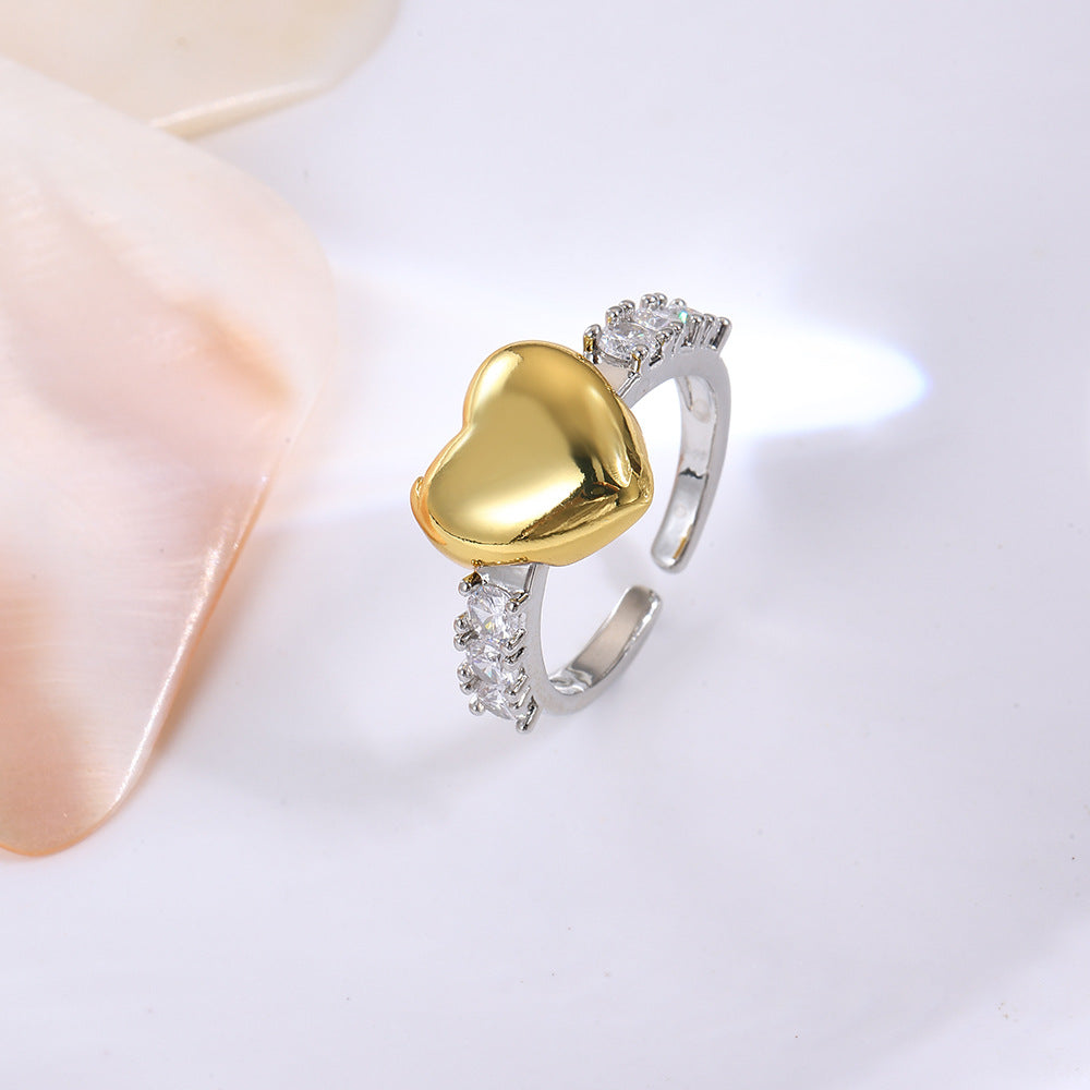 Wholesale Copper-plated heart bow five-pointed star cross butterfly two-tone ring