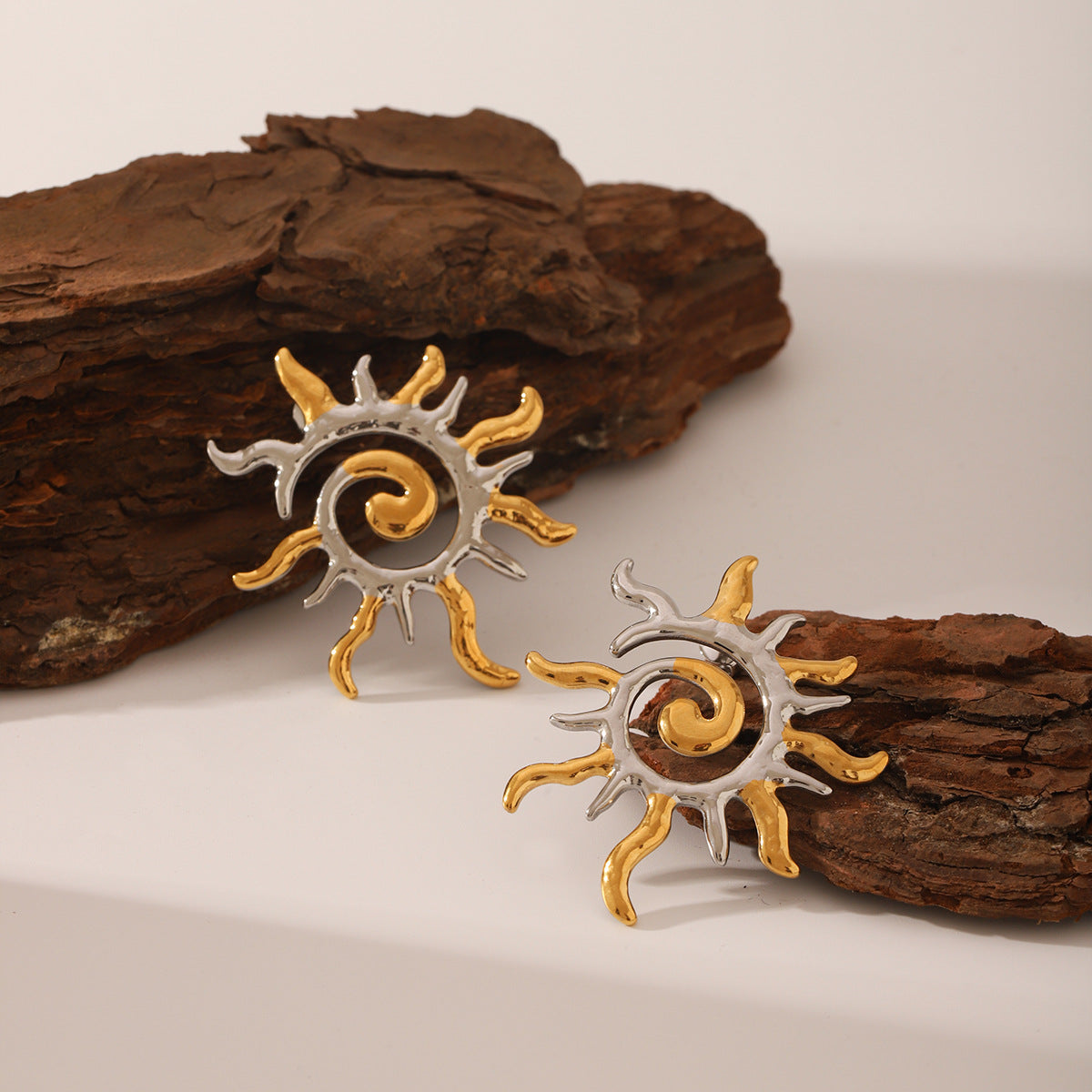 Wholesale Titanium Steel sun flame geometric earrings