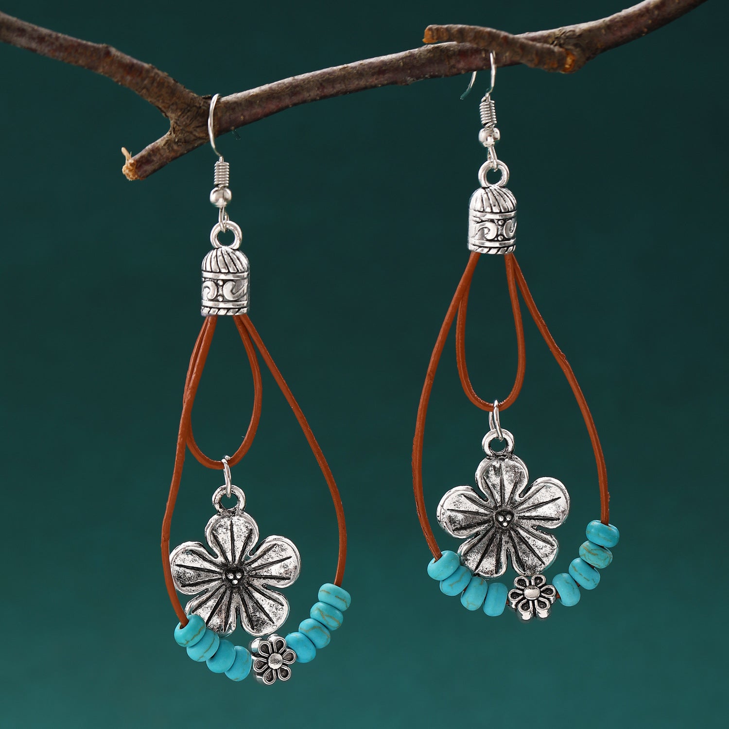 Wholesale Retro Ethnic Flower Earrings