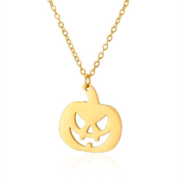 Wholesale Halloween stainless steel pumpkin spider necklace