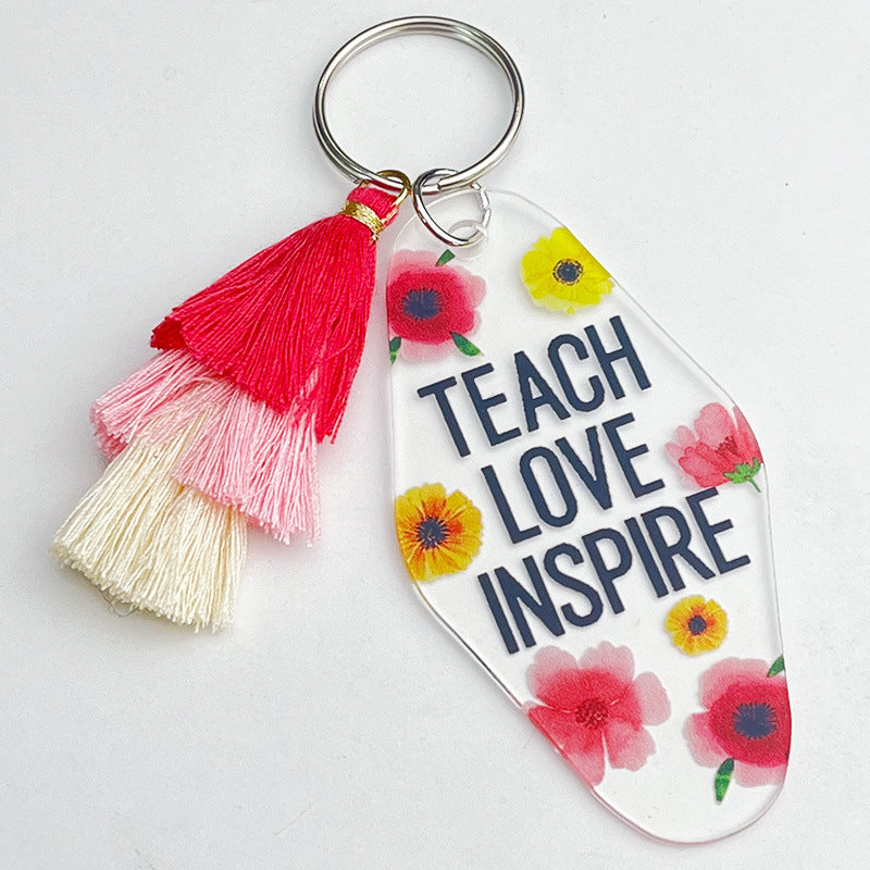 Wholesale of 2pcs/pack Teacher Gifts, Multi-layer Tassels, Acrylic Keychains ACC-KC-HY006