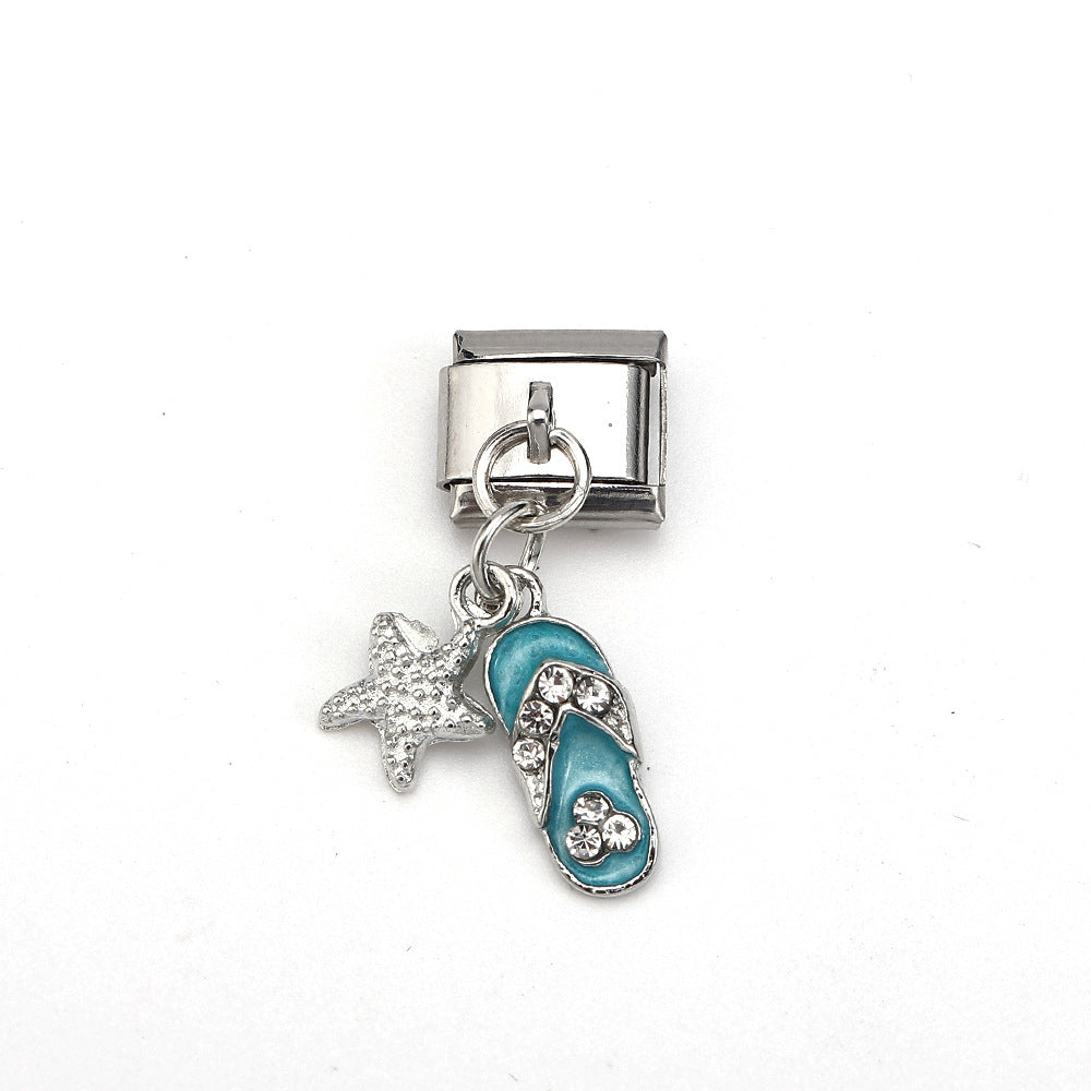 Wholesale 5pcs Italian Charm Bracelet 9mm DIY Splicing Colorful Pendant Stainless Steel Composable Bracelet