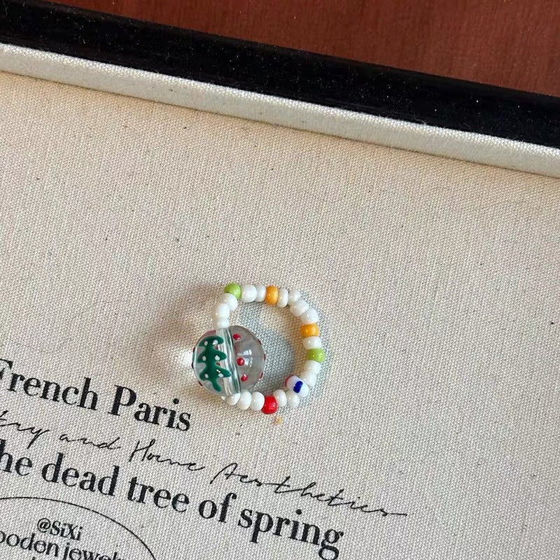 Wholesale Dopamine Christmas color beaded gingerbread man bracelet necklace ring