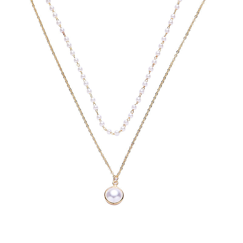 Wholesale  small pearl necklace clavicle chain stacked pearl necklace