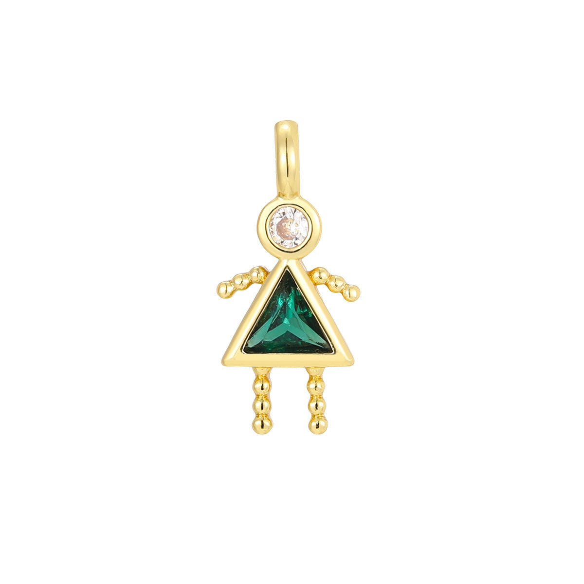 Wholesale Copper Plated 18K Gold Cartoon Birthstone Pendant Necklace,  Trendy Jewelry Accessory for Girls