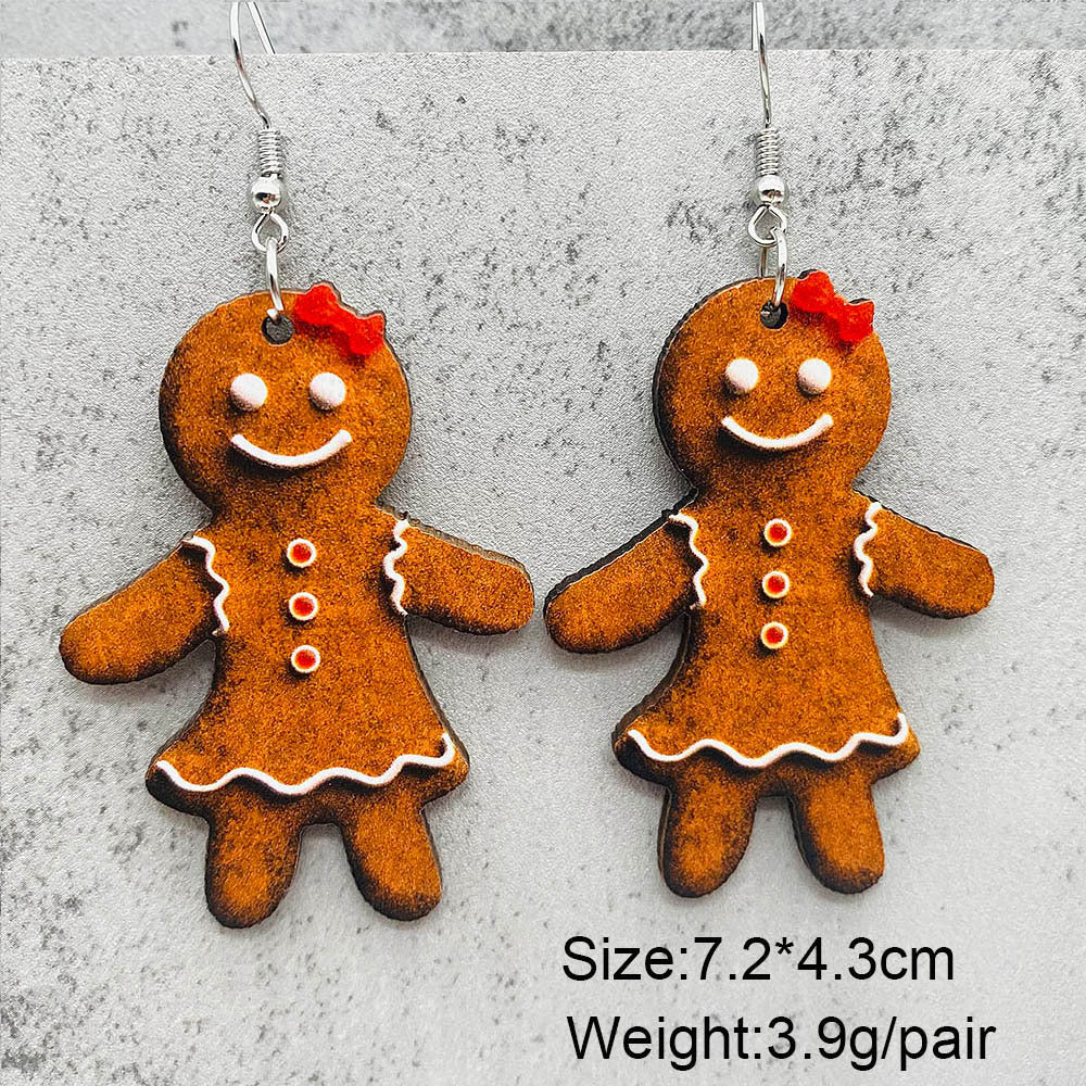 Wholesale Christmas Halloween  candy crutch lollipop wooden earrings