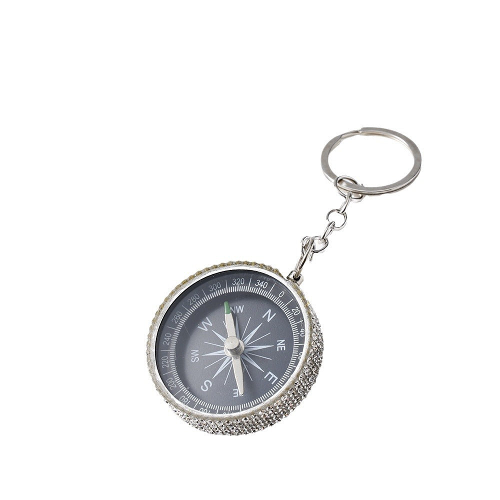 Wholesale Rhinestone Outdoor Mini Aluminum Alloy Compass Keychain Keychains Accessories ACC-KC-ZhiYa011
