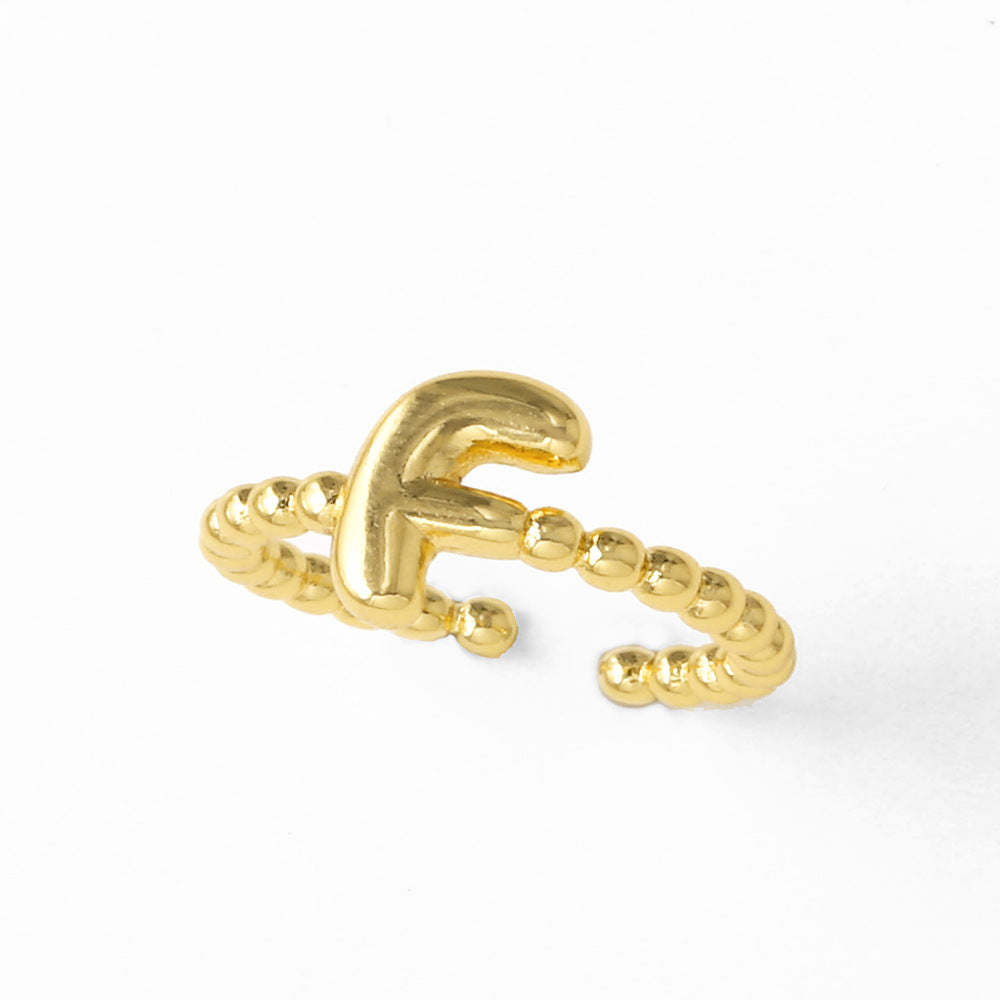 Wholesale 26 English letter rings gold-plated open rings